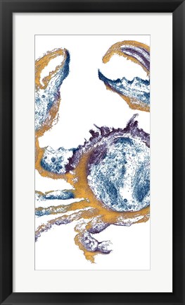 Framed Surf Side Golden Blue Crab Print