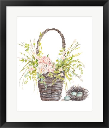 Framed Spring Flower Basket Print