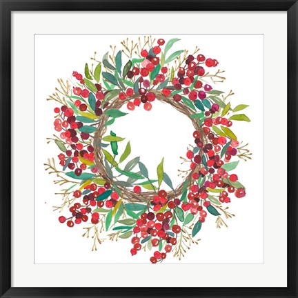 Framed Christmas Wreath Print