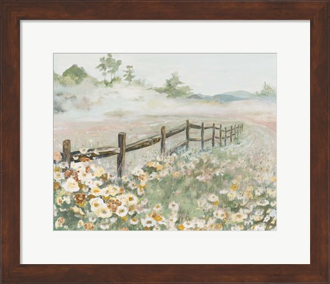 Framed Fence with Flowers Print