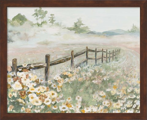 Framed Fence with Flowers Print