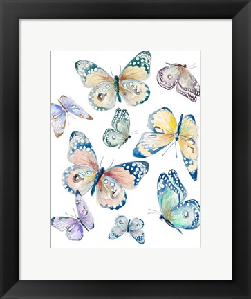 Framed Colorful Isolated Butterflies Print