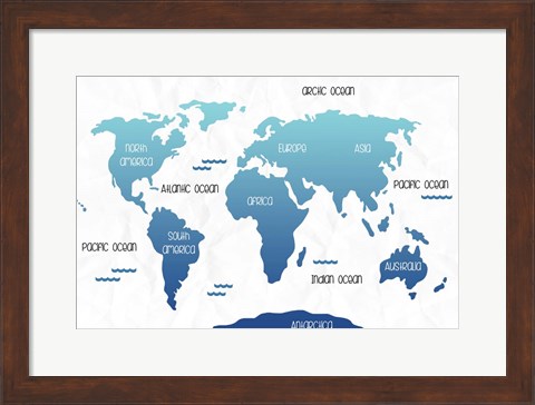 Framed Continental Map I Print