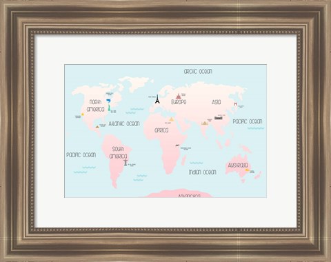 Framed Continental Map II Print
