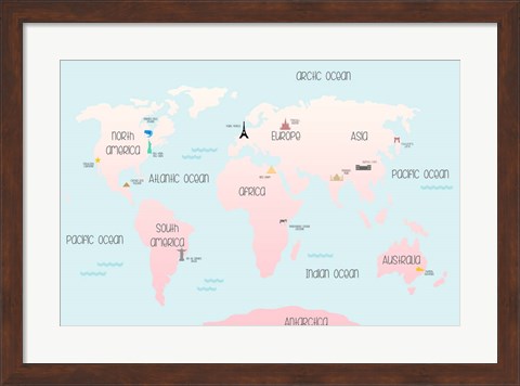 Framed Continental Map II Print