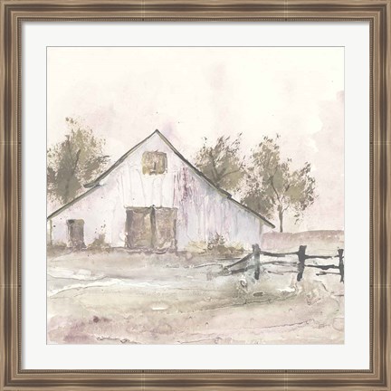 Framed White Barn II Print