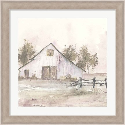 Framed White Barn II Print