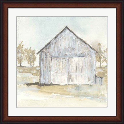 Framed White Barn I Print