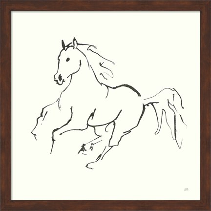 Framed Line Horse III Print