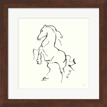 Framed Line Horse I Print