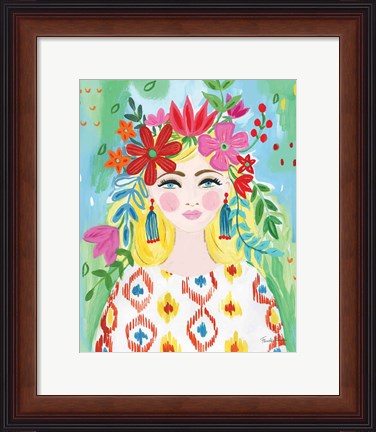 Framed Boho Girl I Print