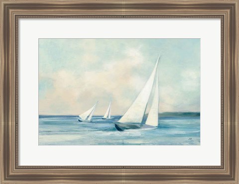 Framed Sailboats at Sunrise Print