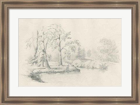 Framed Lakeside Sketch Print