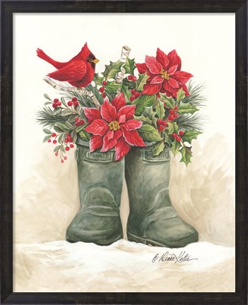 Framed Christmas Lodge Boots Print