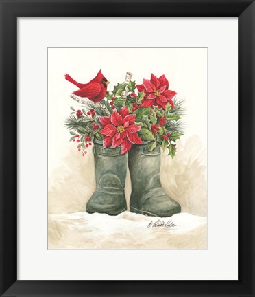 Framed Christmas Lodge Boots Print