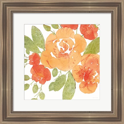 Framed Peachy Floral II Print