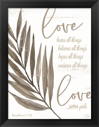 Framed Love Never Fails Print