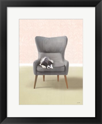 Framed Nap Time Collie Pup Print