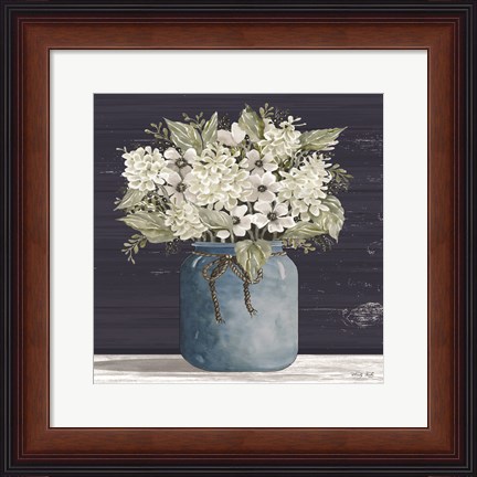 Framed White Flowers I Print