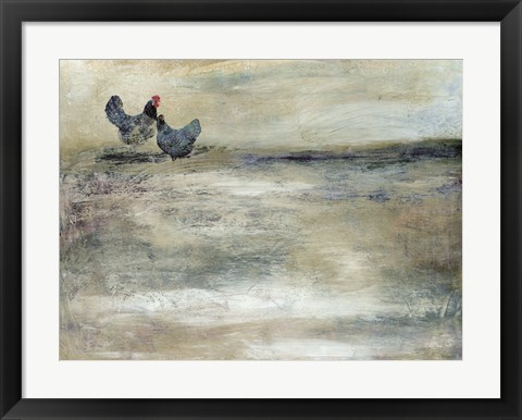 Framed Rooster Duet Print