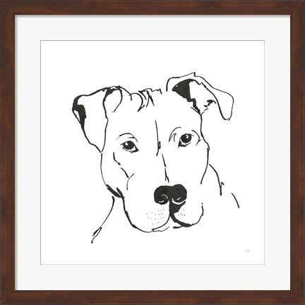 Framed Line Dog Pitbull II Print