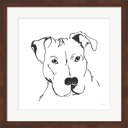 Framed Line Dog Pitbull II Print