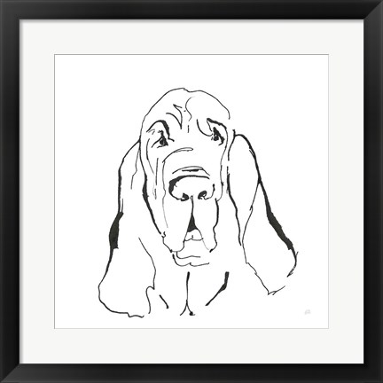 Framed Line Dog Bloodhound I Print