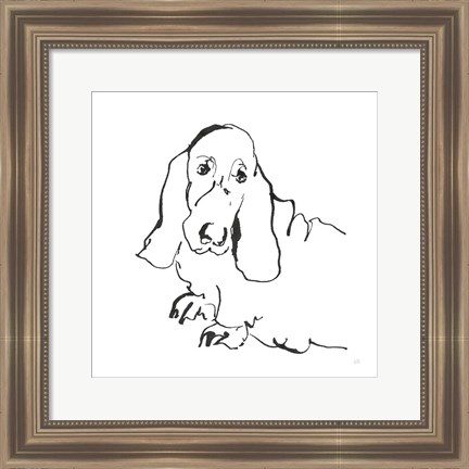 Framed Line Dog Basset Hound Print