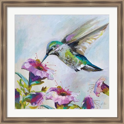 Framed Hummingbird II Florals Print