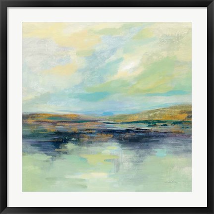 Framed Golden Fields by the River Print