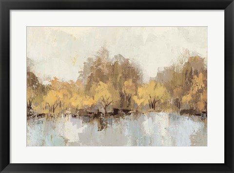 Framed Autumn River Reflection Gold Print