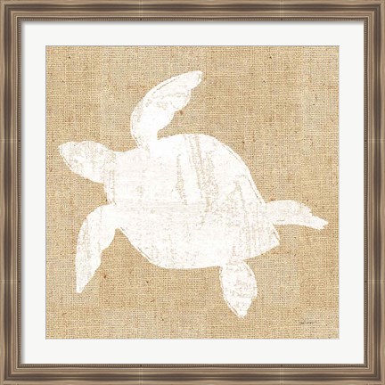 Framed Driftwood Coast III White Burlap Print