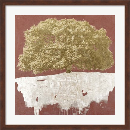 Framed Golden Tree on Red Print