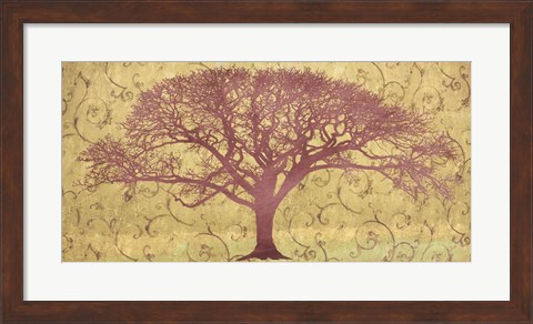 Framed Tree on a Gold Brocade Print