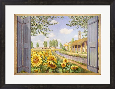 Framed Casolare tra i Girasoli Print