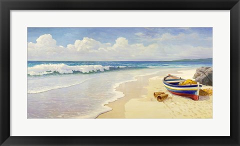 Framed Onde Sulla Spiaggia Print