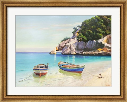 Framed Barche Nella Caletta, Sardegna Print
