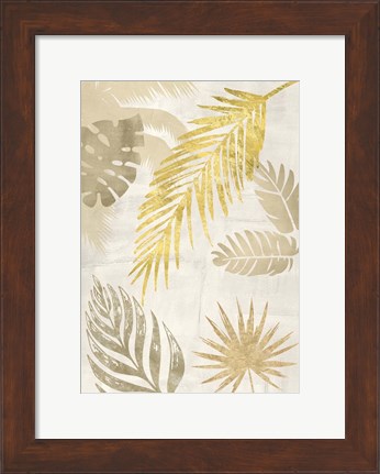 Framed Palm Leaves Gold I Print