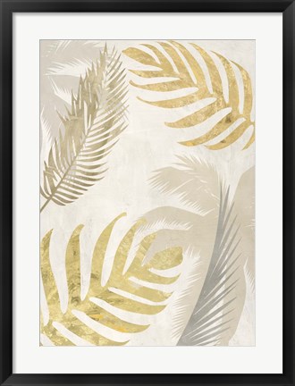 Framed Palm Leaves Gold III Print