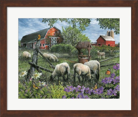 Framed Pleasant Valley Sheep Farm Print