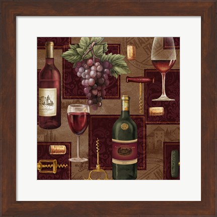 Framed Elegant Wine Repeat Print