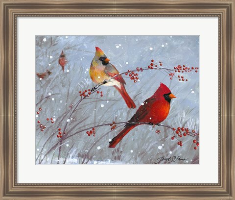 Framed Winter Cardinals Print