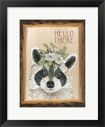 Framed Hello There Raccoon Print