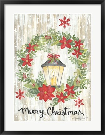 Framed Merry Christmas Wreath Print