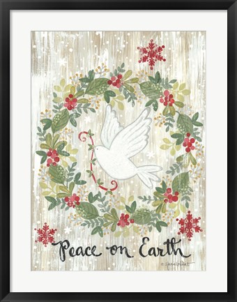 Framed Peace on Earth Wreath Print