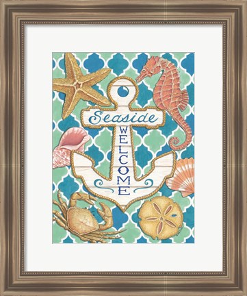 Framed Seaside Welcome Anchor Print