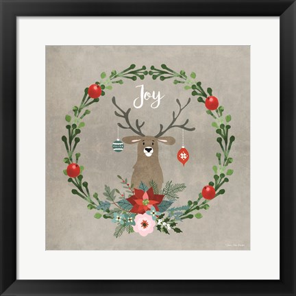 Framed Christmas Deer Print