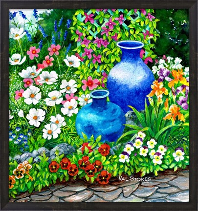 Framed Pots and Pansies Print