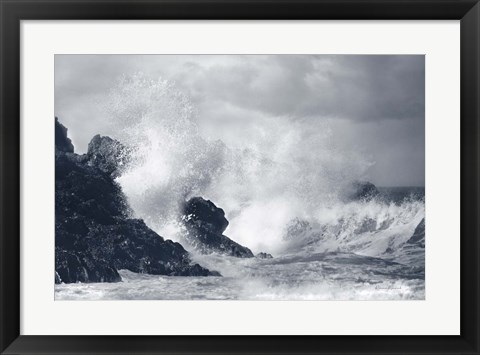 Framed Indigo Crashing Wave Print