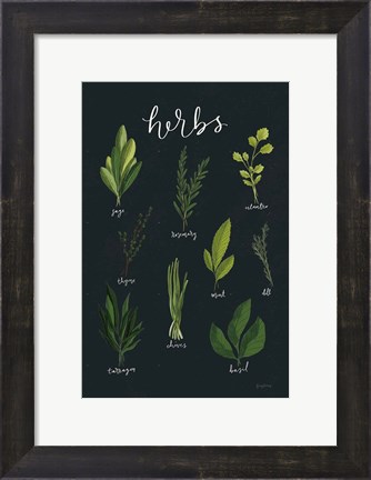 Framed Herbs I Black Print